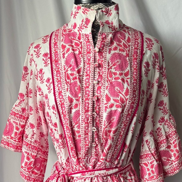 Sue Sartor Tiered Maxi Dress with Waist Tie Medium - Picture 7 of 9